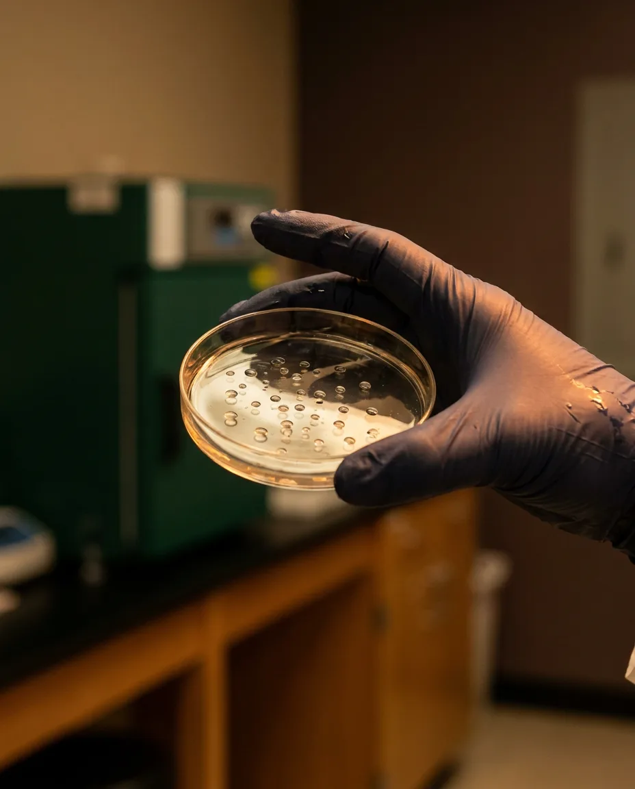 Placa de cultivo com embriões produzidos in vitro em laboratório